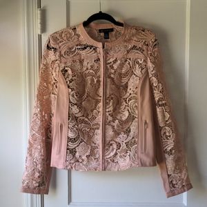 Pink, faux leather lace jacket